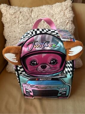 Justice Pink & Teal NASCAR Plush Ear Kids Backpack